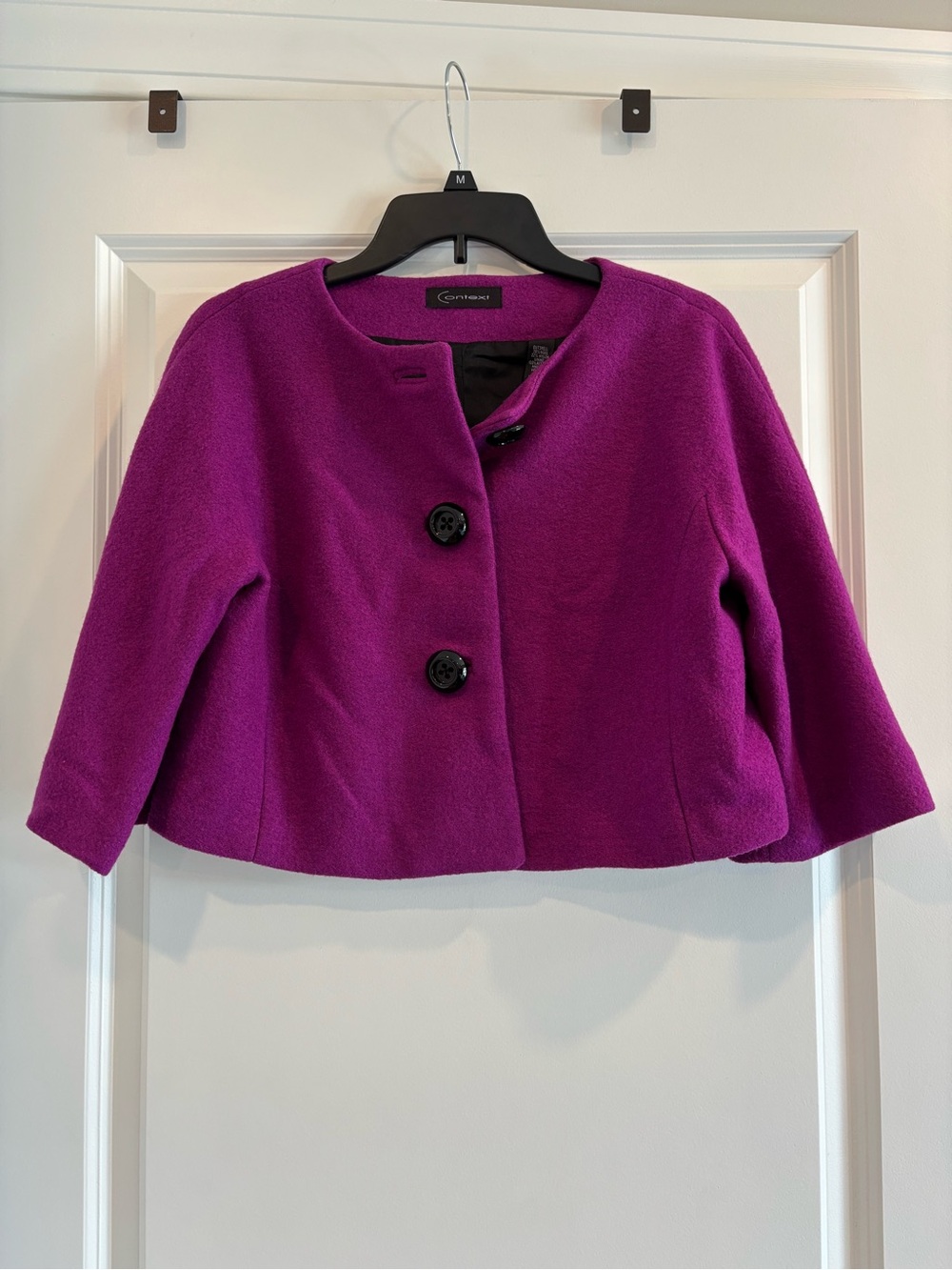 Context Fuchsia Cropped Wool Pea Coat